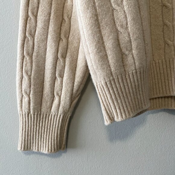 BERK Cashmere Lorne Cable "Linen" Colour 4-ply Sweater - Picture 5 of 12